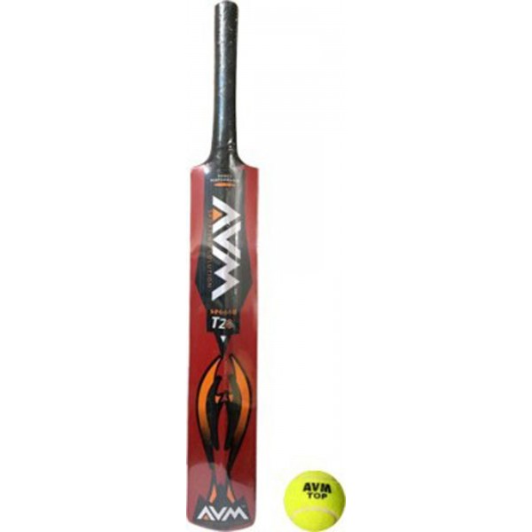 AVM Splash 20-20 Red Kashmir Willow Cricket Bat (With Tennis Ball)